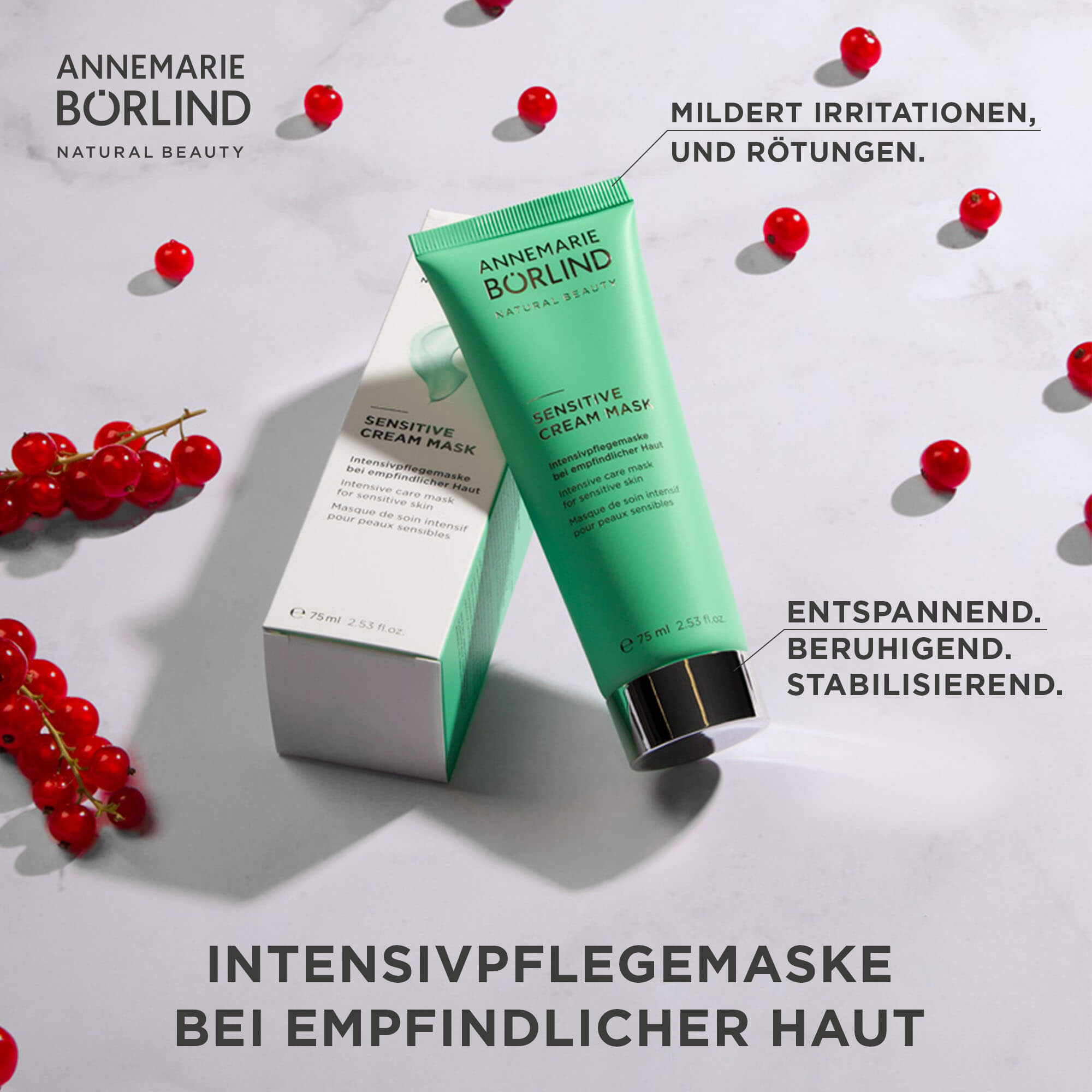 ANNEMARIE BÖRLIND Sensitive Cream Mask mit 75 ml, mildert Irritationen und Rötungen, beruhigend und stabilisierend