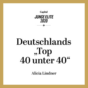 Auszeichnung „Deutschlands Top 40 unter 40“ 2020 von Capital für Alicia Lindner